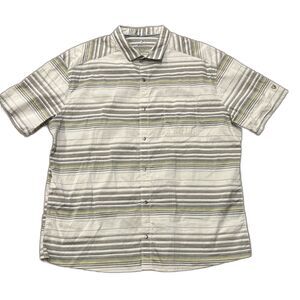 Kuhl Shirt Mens XXL Intriguer Snap Short Sleeve White Gray Striped Lightweight